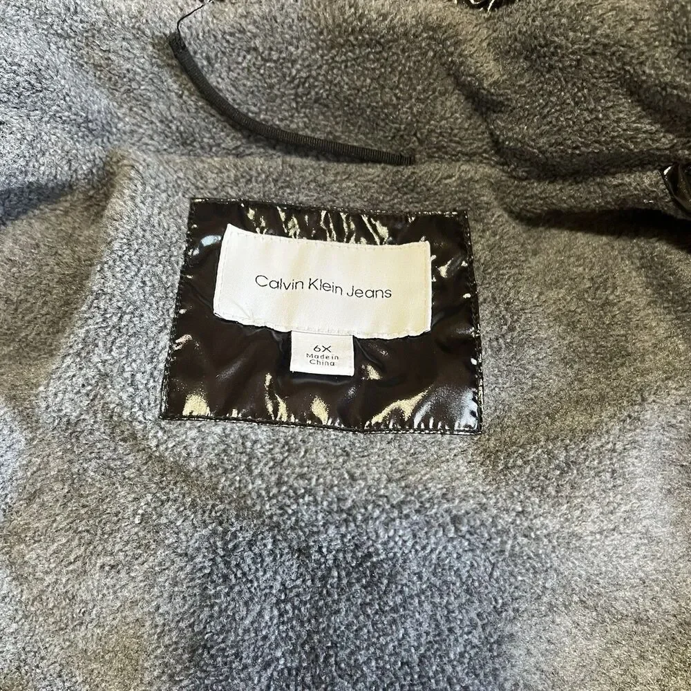 Calvin Klein Kids 6x Puffer Jacket Faux Fur Removable Hood *flaws*
